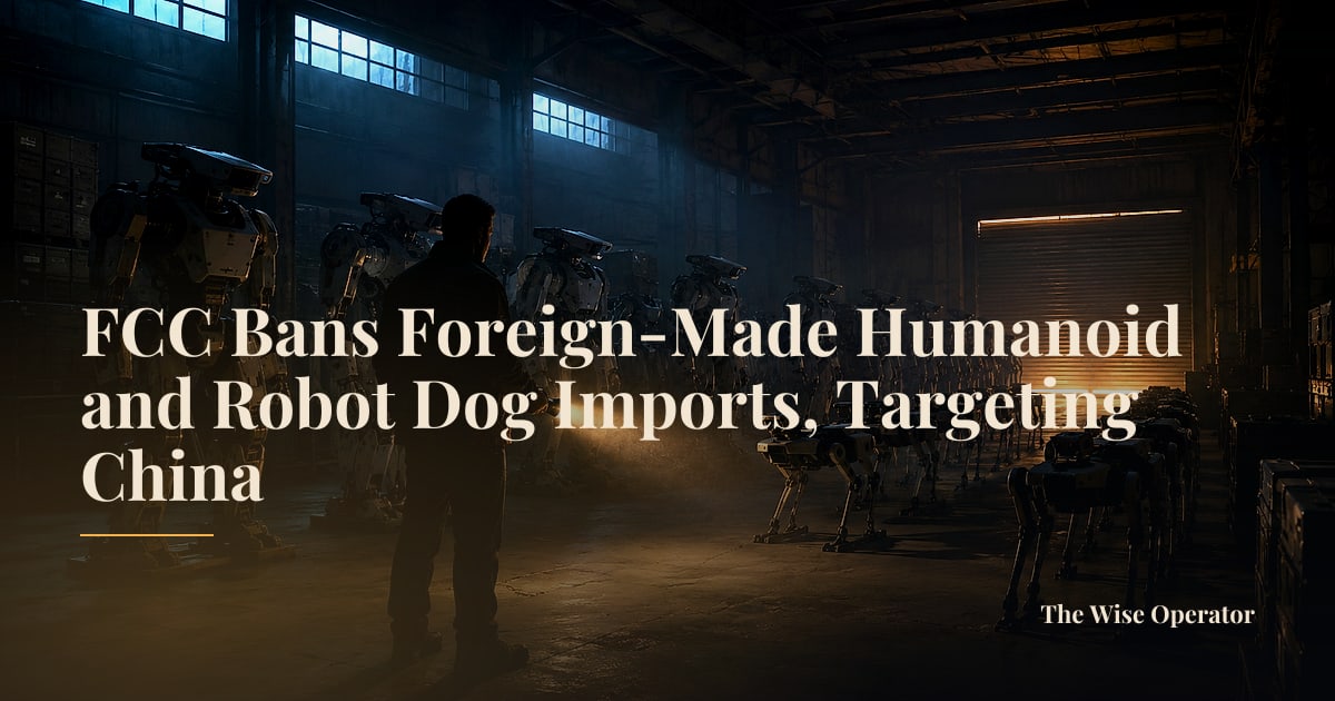 FCC Bans Foreign-Made Humanoid and Robot Dog Imports, Targeting China